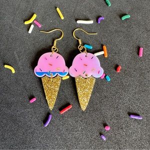 Iridescent ice cream cone Earrings Spring/ Summer Jewelry